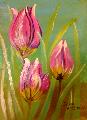 Hrom tulipn, papron, akrillal. helyenknt lakkozott, 35,7x25,7 cm.